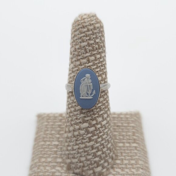 Size 6.5 Sterling Silver Wedgwood Jasperware Ring A1694 - Picture 1 of 7